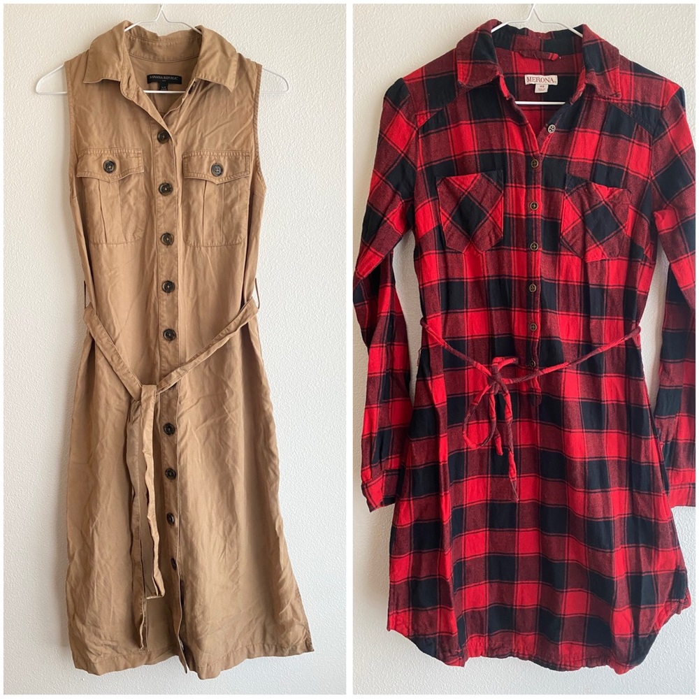 Tan Sleeveless Button-Down Dress XS Banana Republic - Merona